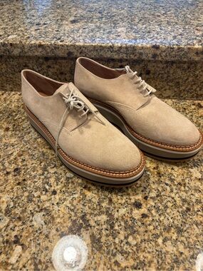 Clergerie Paris BROOK derbies beige suede platform lace up shoes 40 US 9.5